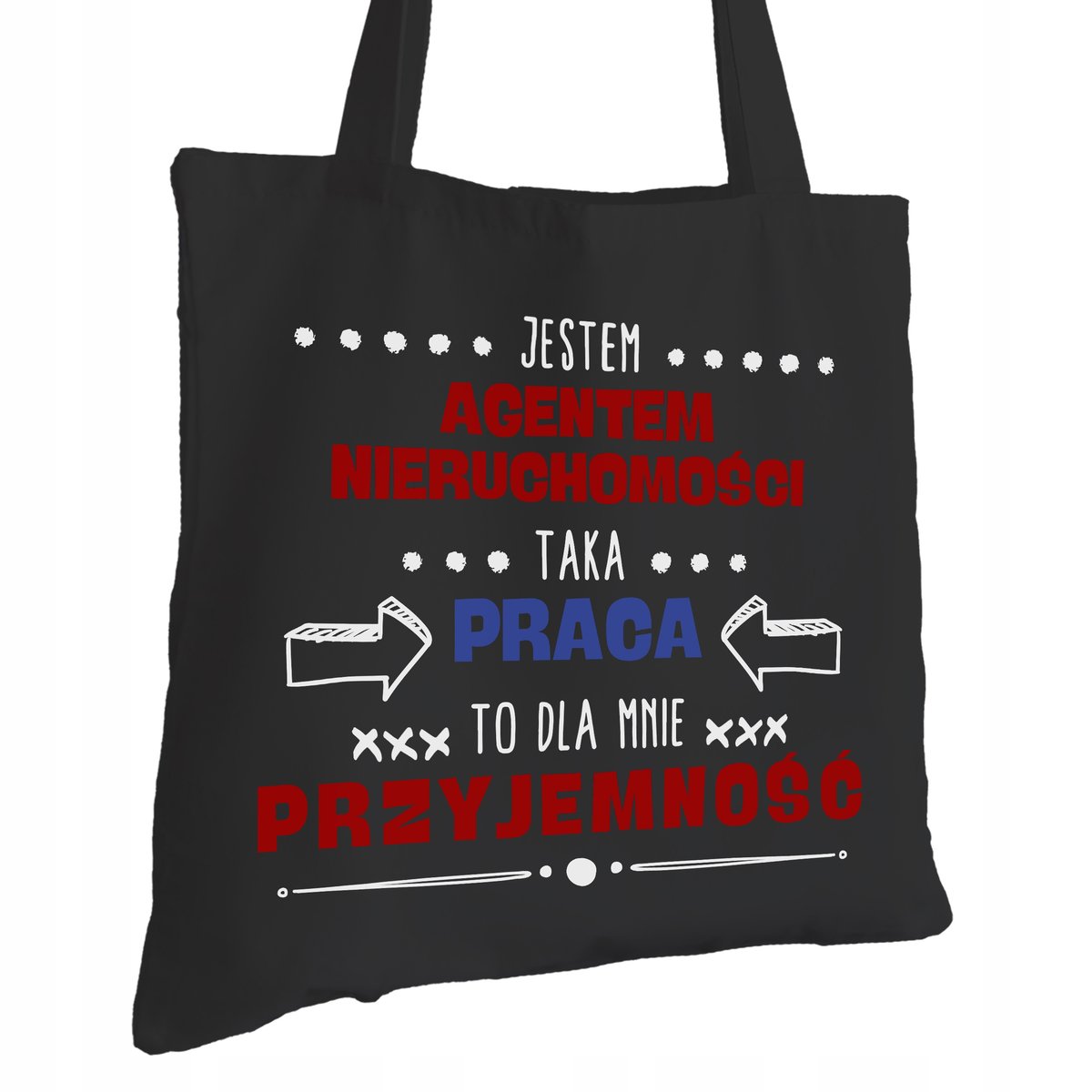 Torba Bawełniana dla Agenta Nieruchomości Czarna Na Prezent Trwały Nadruk