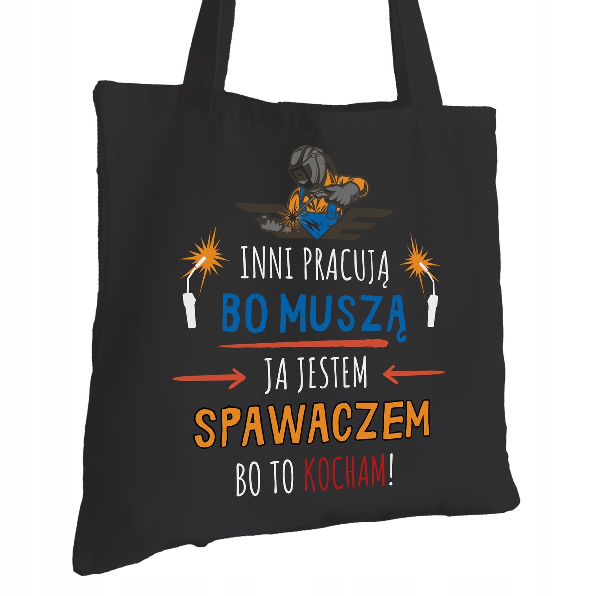 Torba Bawełniana dla Spawacza Czarna Na Prezent ekologiczna Trwały Nadruk