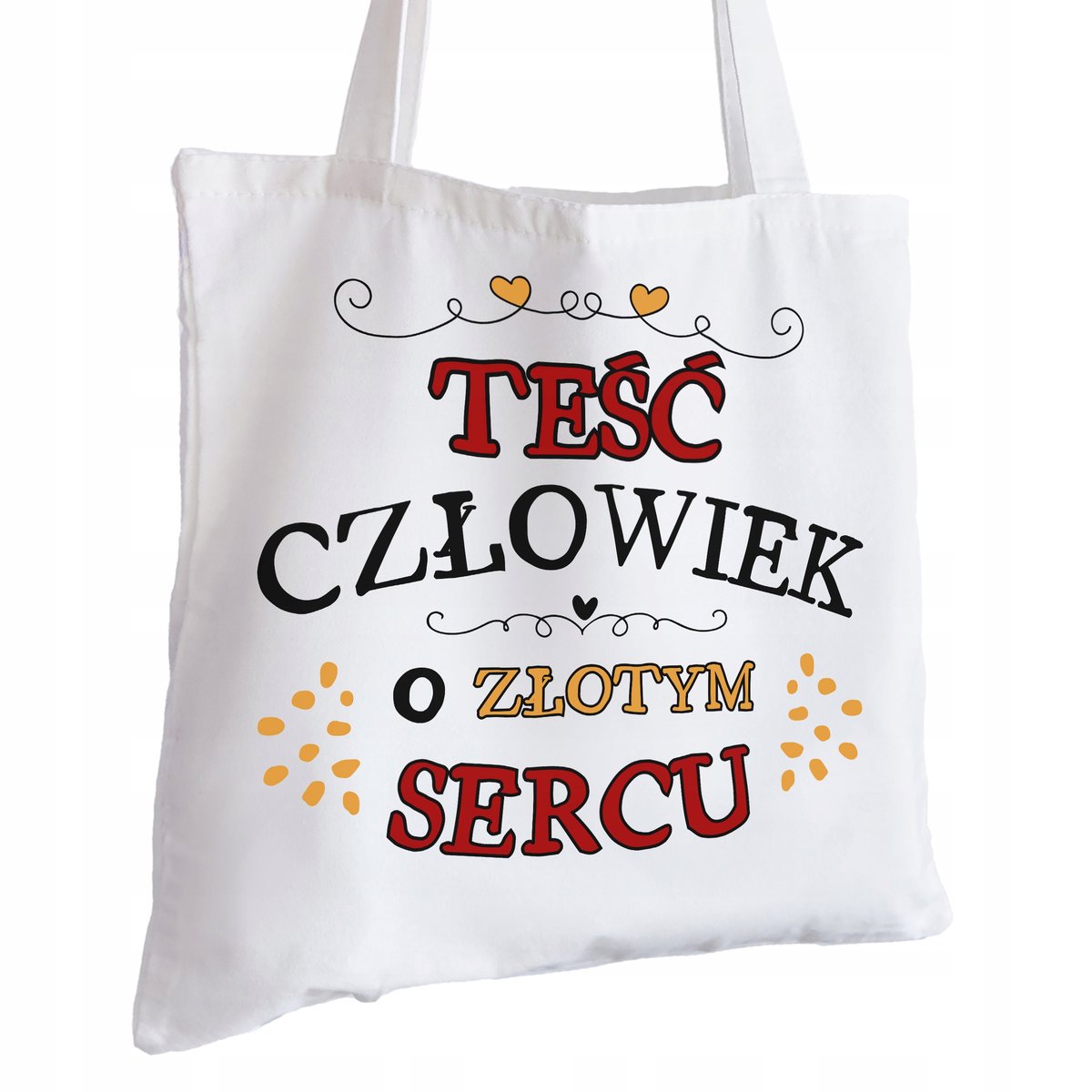 Torba Bawełniana biała dla Teścia Na Prezent ekologiczna Trwały Nadruk