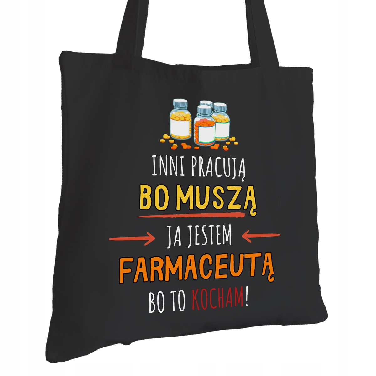 Torba Bawełniana dla Farmaceuty Czarna Na Prezent ekologiczna Trwały Nadruk