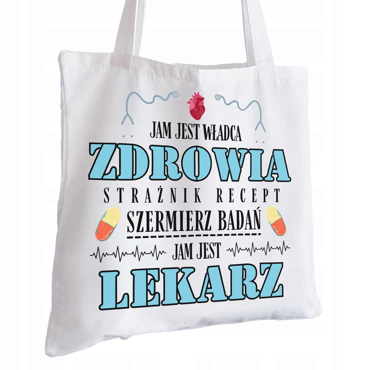 Torba Bawełniana biała dla Lekarza Na Prezent ekologiczna Trwały Nadruk