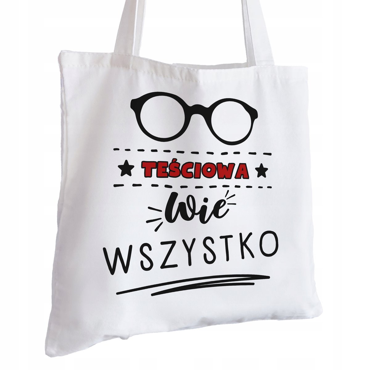 Torba Bawełniana biała dla Teściowej Na Prezent ekologiczna Trwały Nadruk