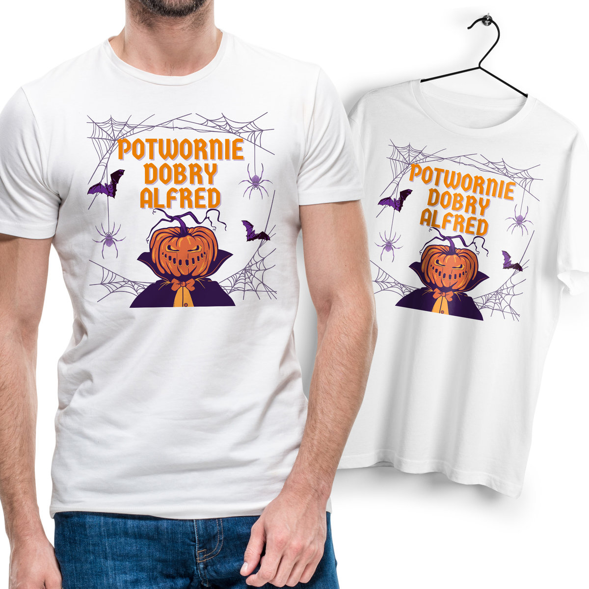 Koszulka Męska Biała Dla Alfreda T-Shirt Podkoszulek Nadruk Na Prezent