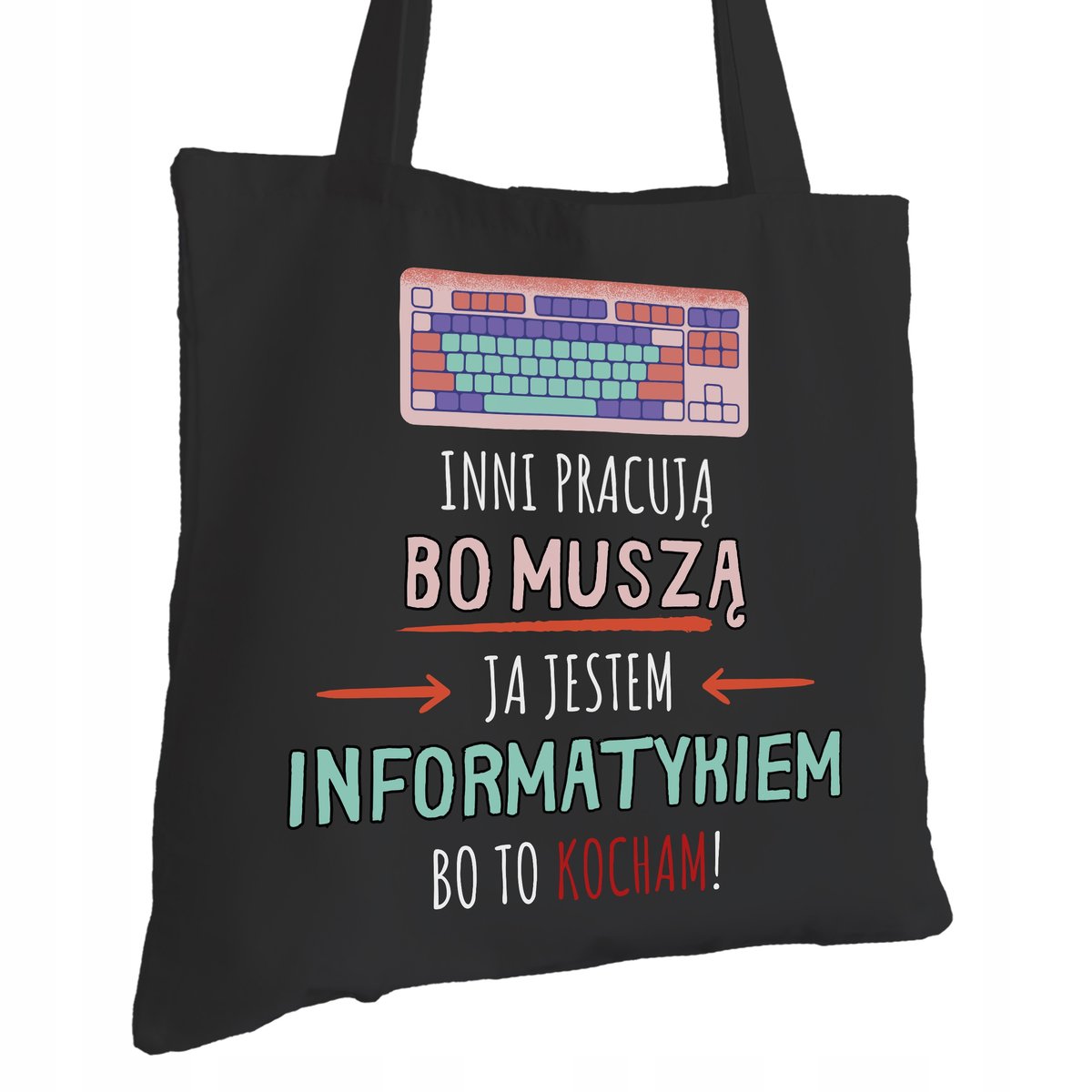 Torba Bawełniana dla Informatyka Czarna Prezent ekologiczna Trwały Nadruk