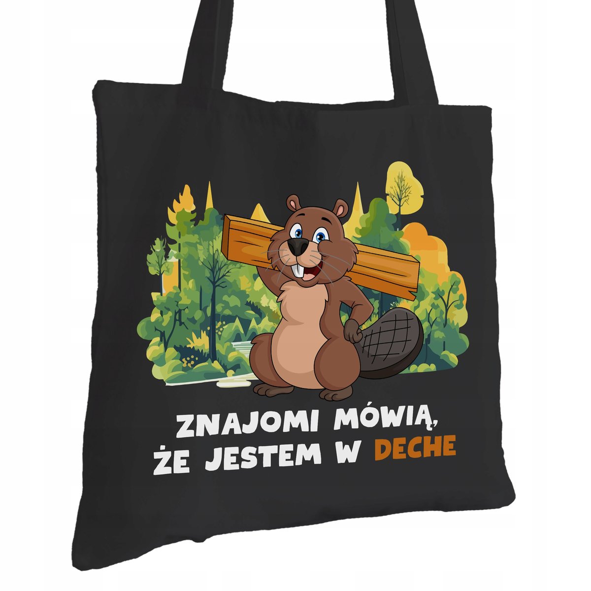 Torba Bawełniana dla Stolarza Czarna Na Prezent ekologiczna Trwały Nadruk