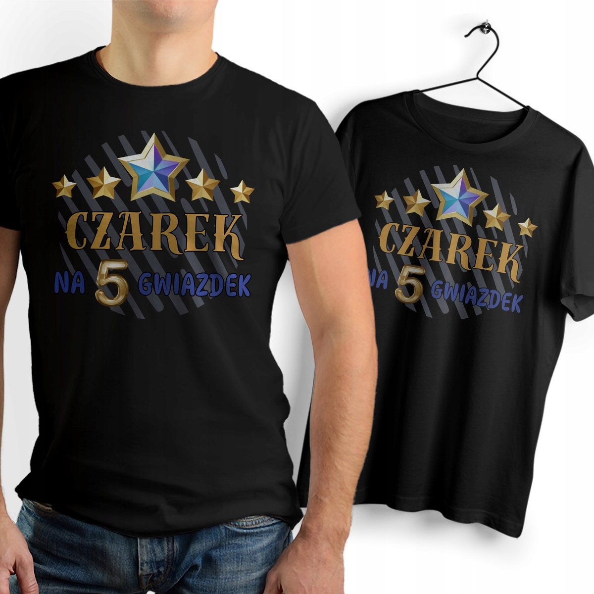 Koszulka Męska Czarna Dla Czarka Cezarego T-Shirt Podkoszulek na Prezent