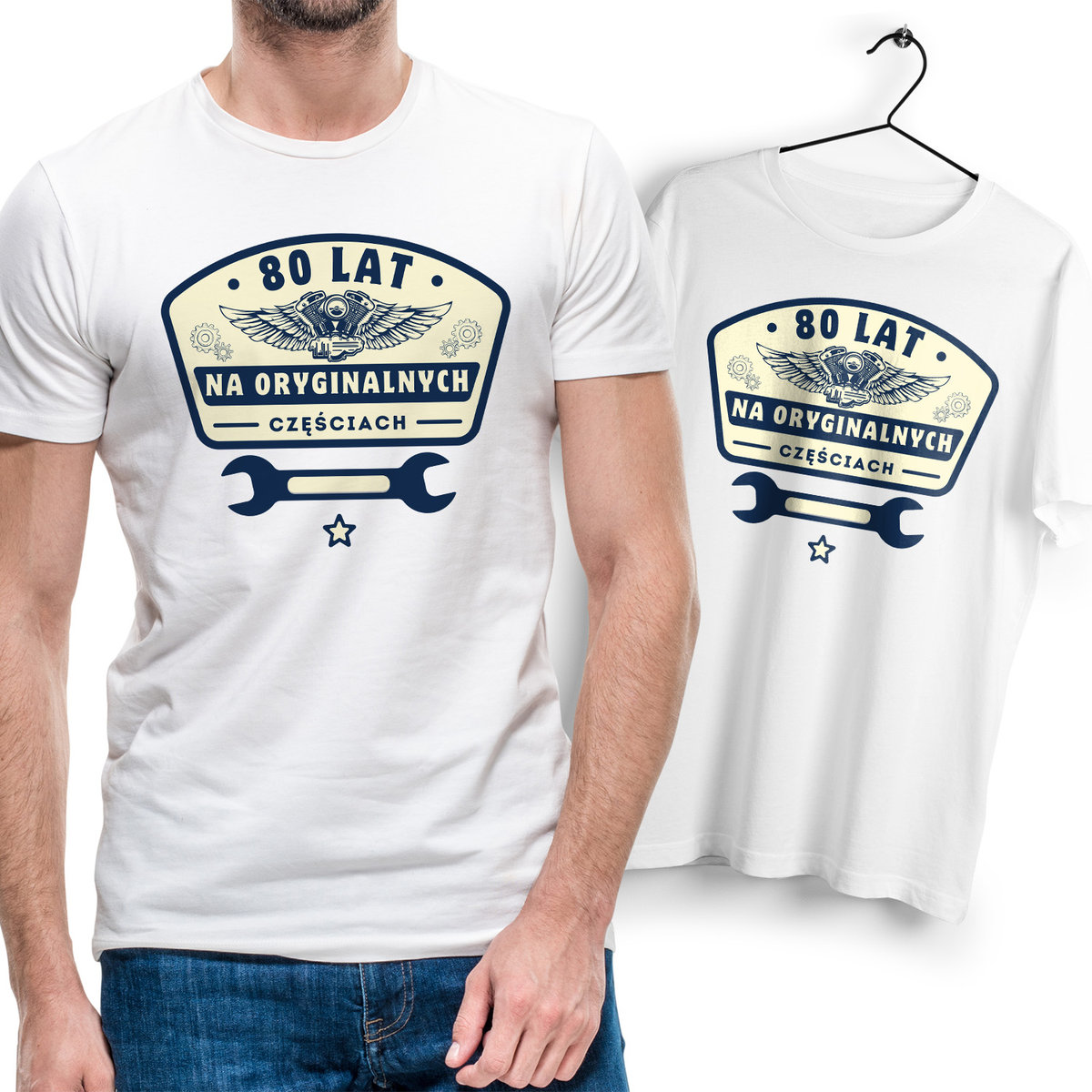 Koszulka Męska Biała na 80 Urodziny T-Shirt z Nadrukiem Na Prezent Gift