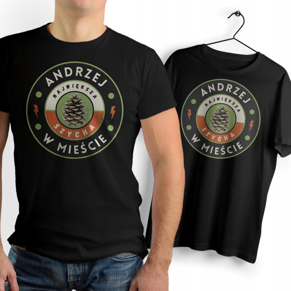 Koszulka Męska Czarna Dla Andrzeja T-Shirt Podkoszulek Nadruk na Prezent