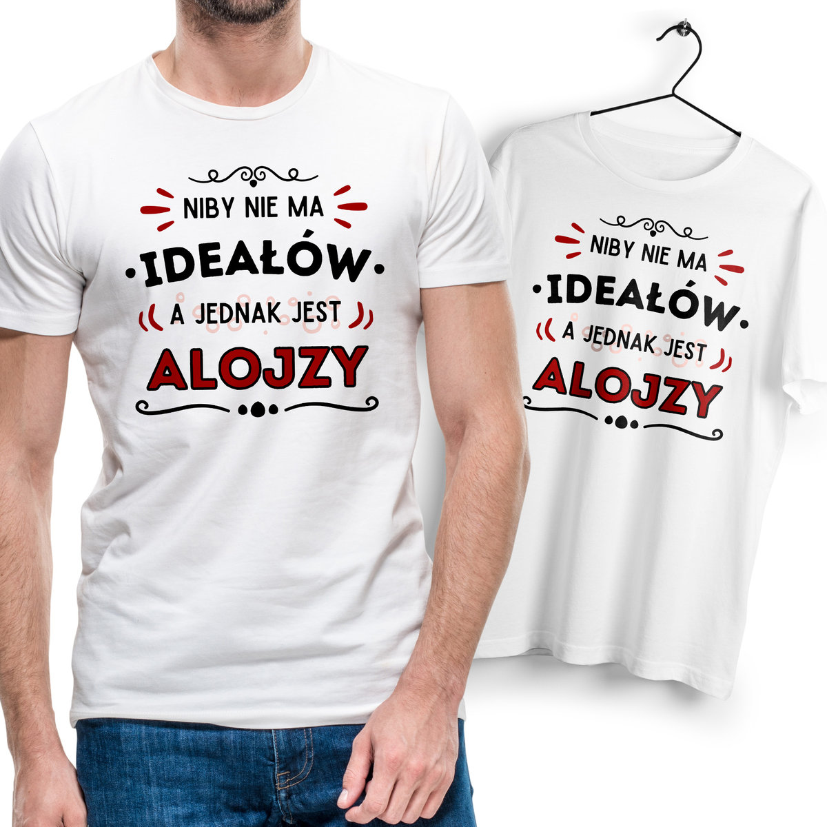 Koszulka Męska Biała Dla Alojzego T-Shirt Podkoszulek Nadruk Na Prezent