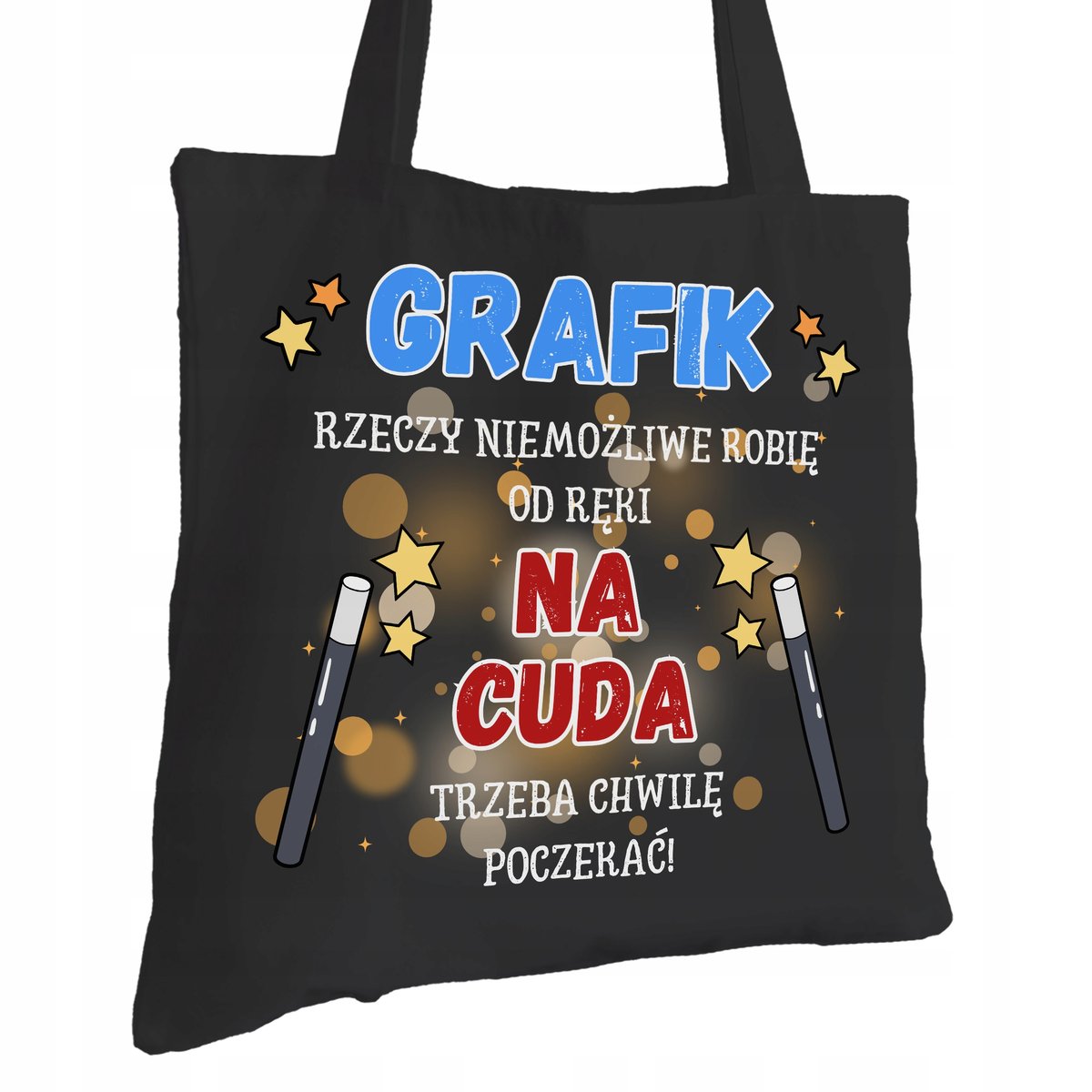 Torba Bawełniana dla Grafika Czarna Na Prezent Ekologiczna Trwały Nadruk