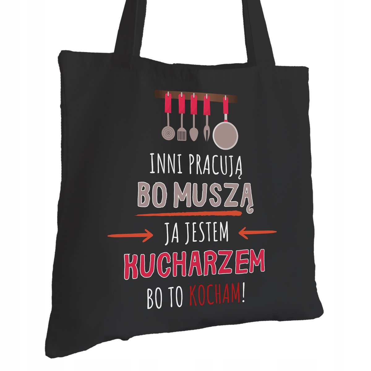 Torba Bawełniana dla Kucharza Czarna Na Prezent ekologiczna Trwały Nadruk