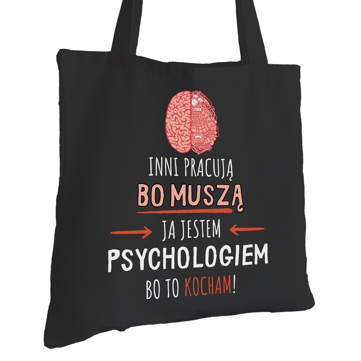Torba Bawełniana dla Psychologa Czarna Prezent ekologiczna Trwały Nadruk