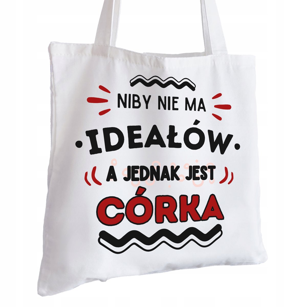 Torba Bawełniana biała dla Córki Na Prezent ekologiczna Trwały Nadruk
