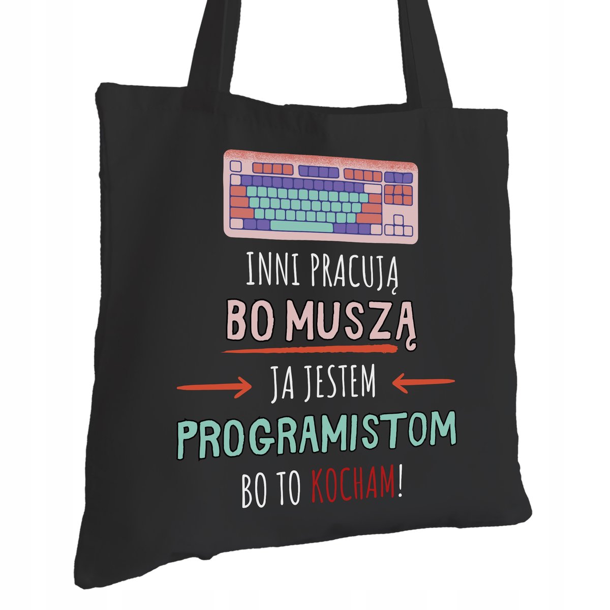 Torba Bawełniana dla Programisty Czarna Prezent ekologiczna Trwały Nadruk