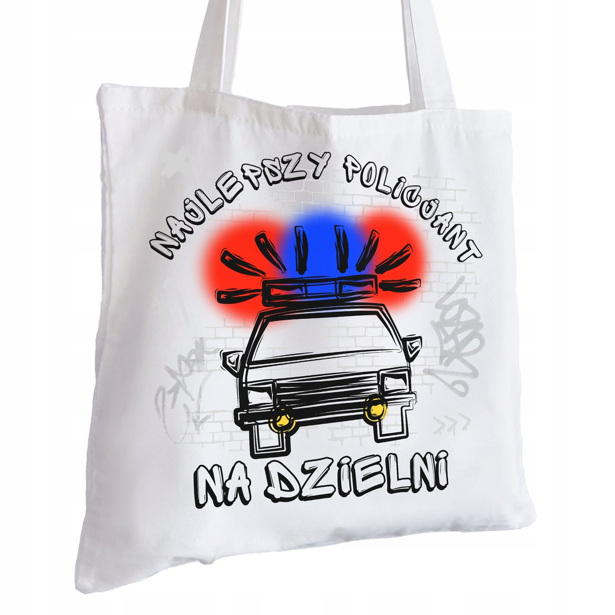 Torba Bawełniana biała dla Policjanta Na Prezent ekologiczna Trwały Nadruk