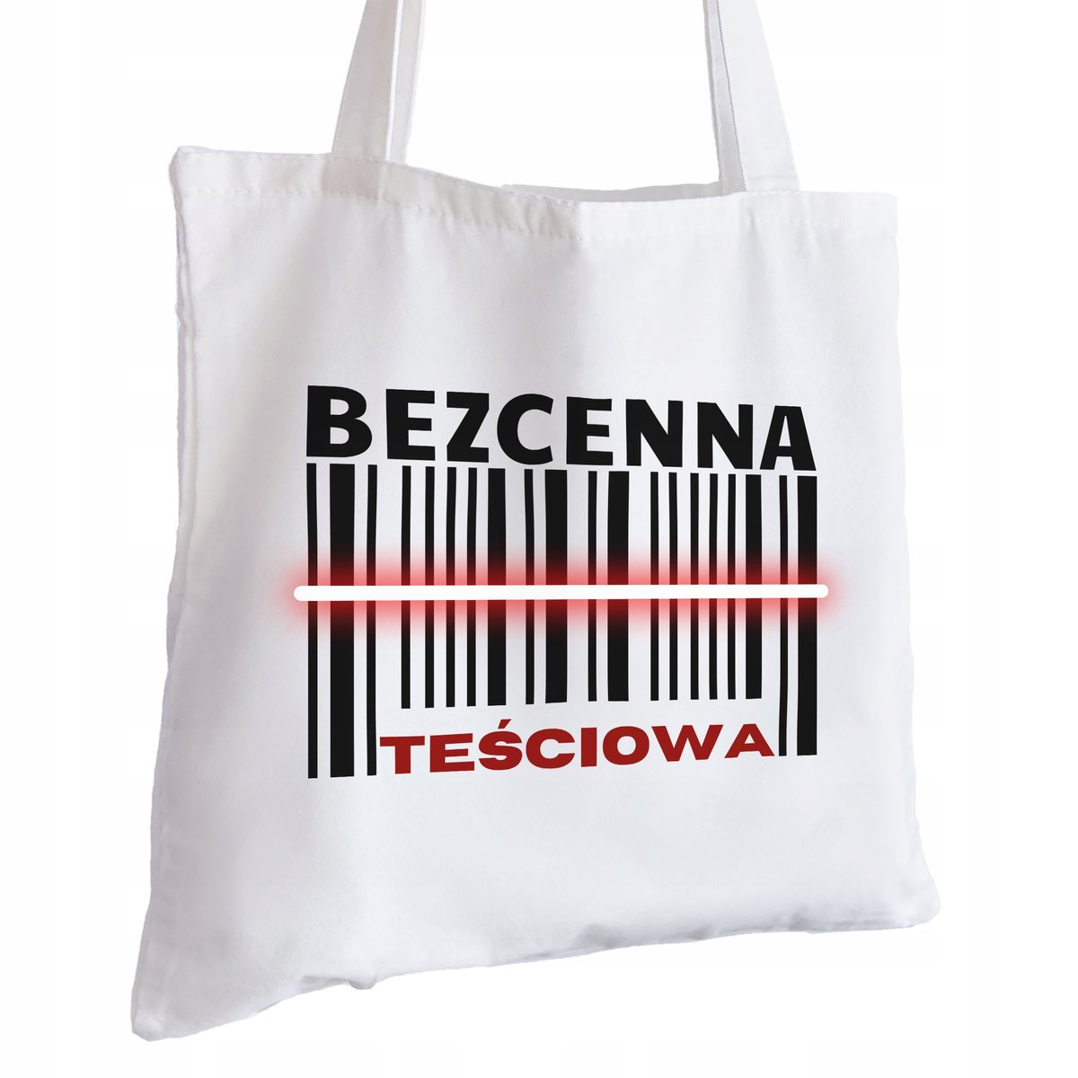 Torba Bawełniana biała dla Teściowej Na Prezent ekologiczna Trwały Nadruk
