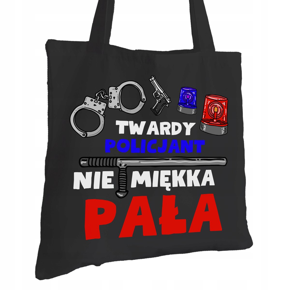 Torba Bawełniana dla Policjanta Czarna Na Prezent ekologiczna Trwały Nadruk