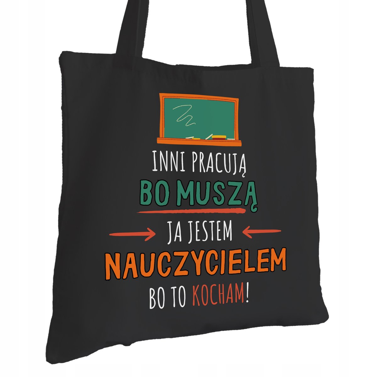 Torba Bawełniana dla Nauczyciela Czarna Prezent ekologiczna Trwały Nadruk