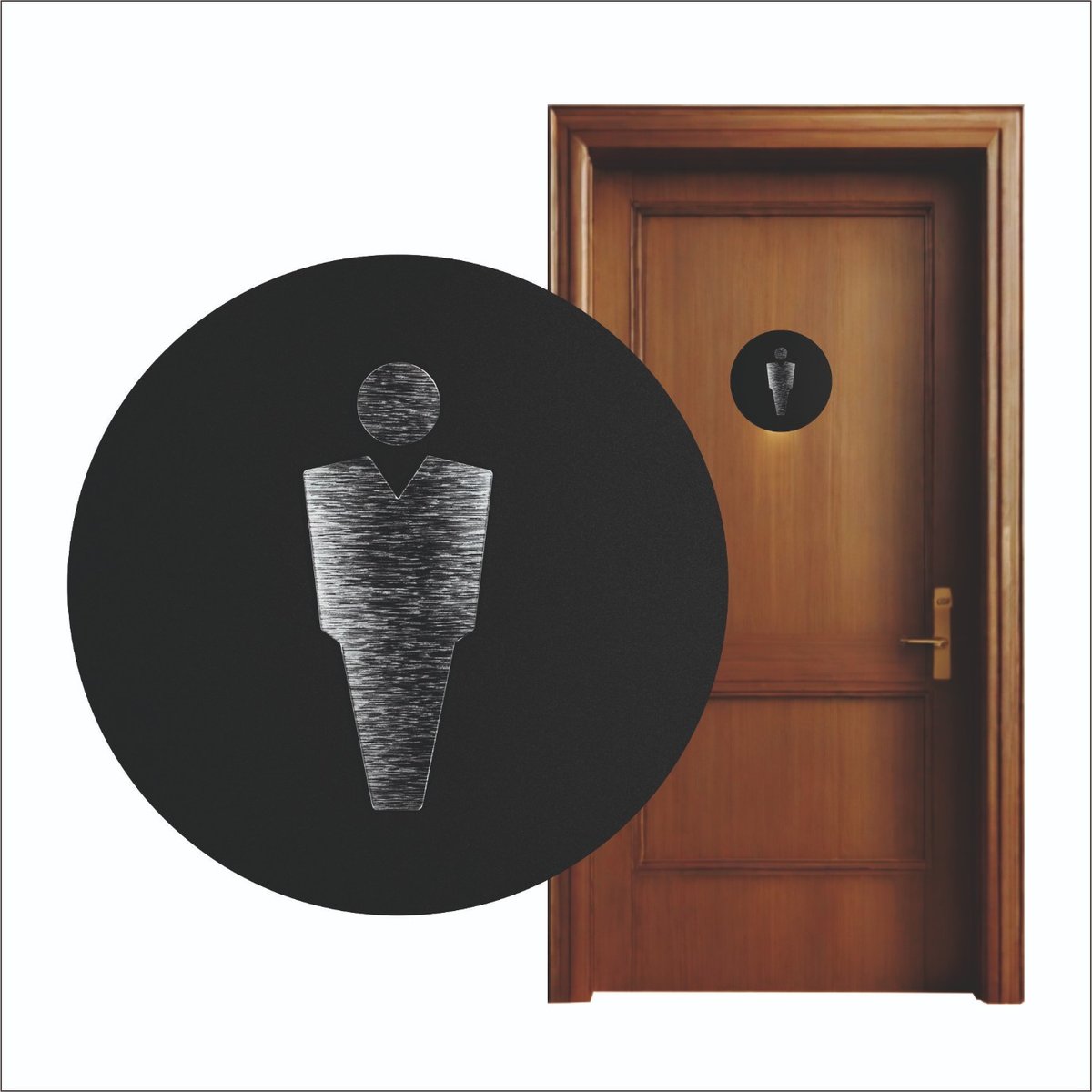 TABLICZKA TOALETA WC PIKTOGRAM MĘSKA OZNACZENIE NA DRZWI GRAWER CZARNY 14CM