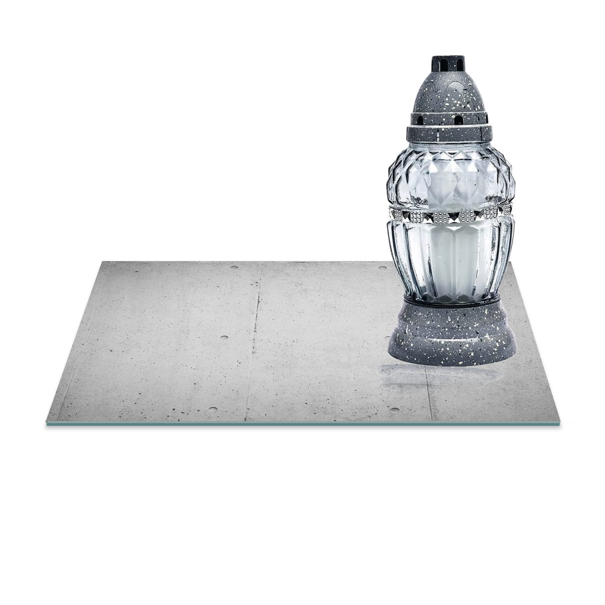 SZKLANA PODSTAWKA POD ZNICZE 40x30cm Beton 192b