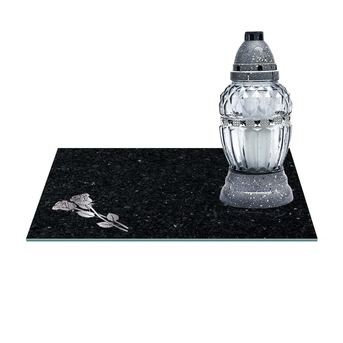 SZKLANA PODSTAWKA POD ZNICZE 40x30cm róża marmur 568b