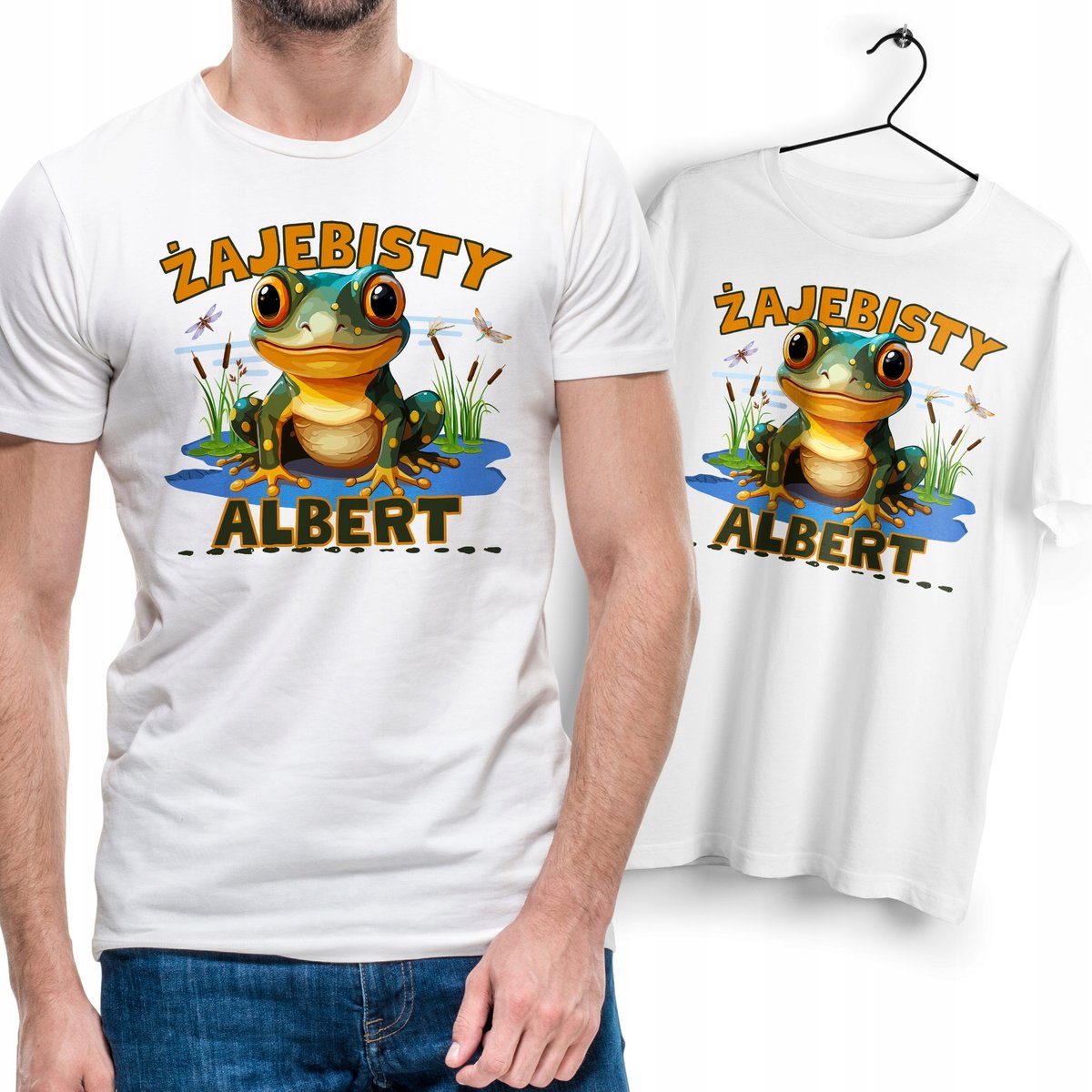 Koszulka Męska Biała Dla Alberta T-Shirt Podkoszulek Nadruk Na Prezent