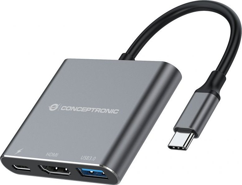 Adapter AV Conceptronic CONCEPTRONIC Dock USB-C->HDMI,USB3.0,PD 0.25m gr