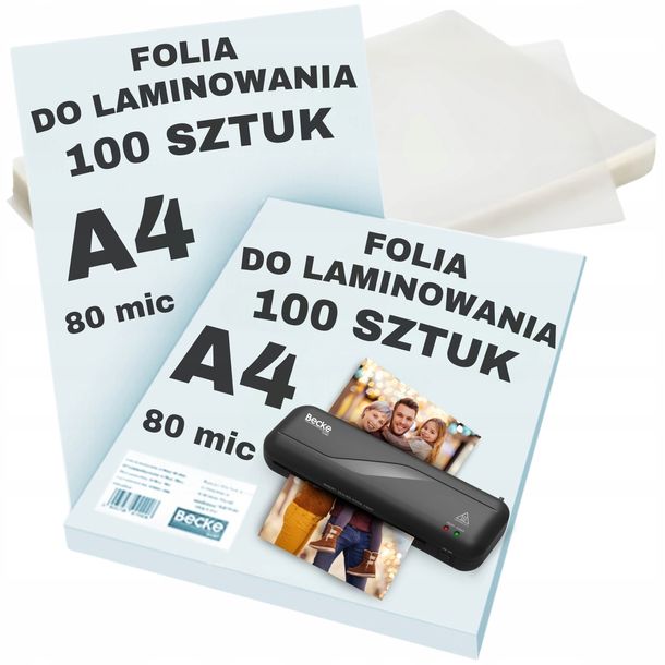 Folia Laminacyjna Do Laminowania A4 Laminacji 80 Mic 100 Sztuk Laminatora