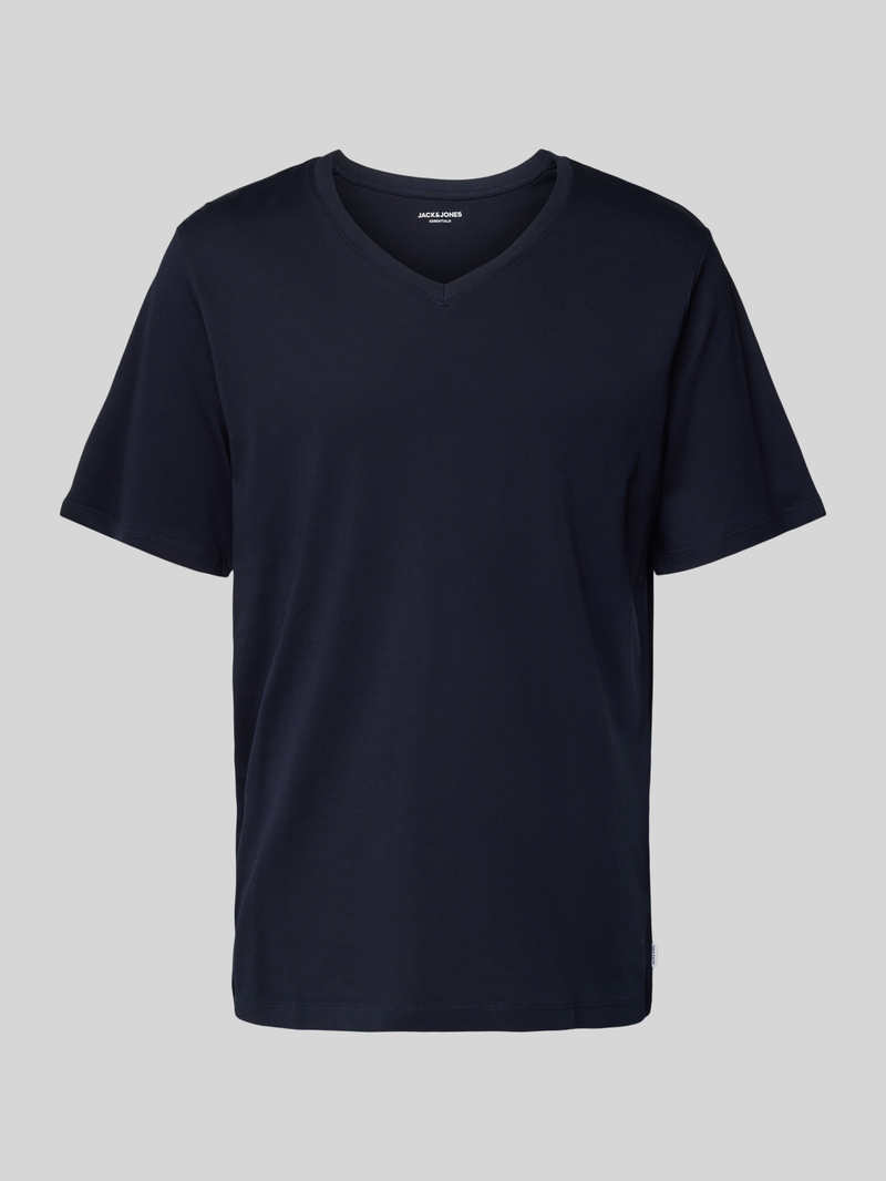 T-shirt z dekoltem w serek model ‘ORGANIC BASIC’