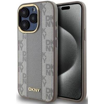 Etui DKNY Leather Checkered Mono Pattern MagSafe do Apple iPhone 15 Pro Max Beżowy | Bezpłatny transport