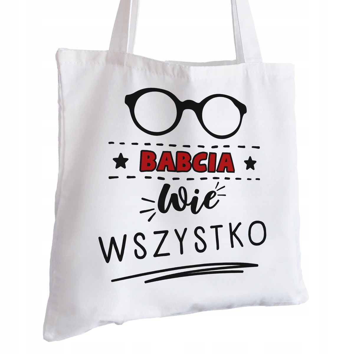 Torba Bawełniana biała dla Babci Na Prezent ekologiczna Trwały Nadruk