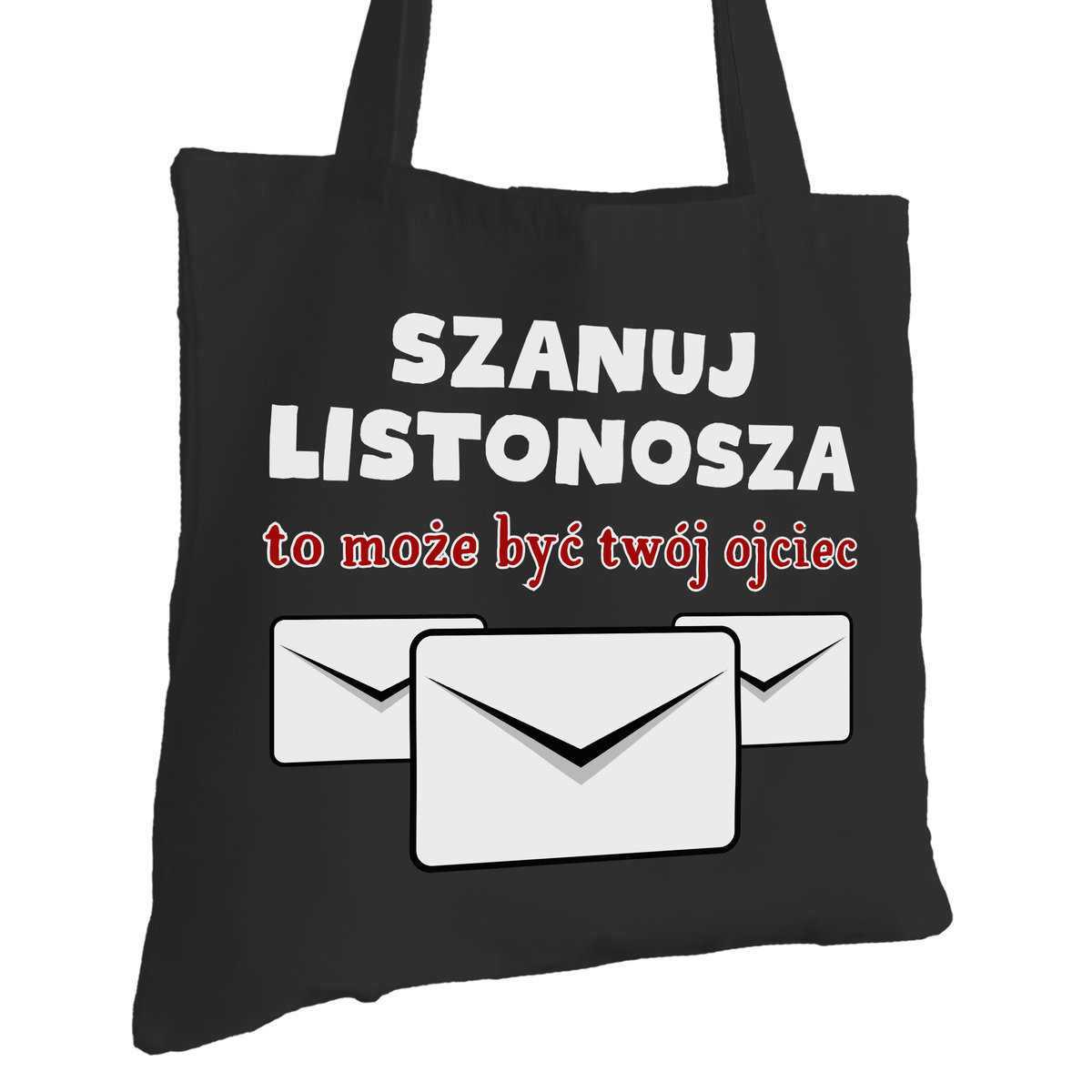 Torba Bawełniana dla Listonosza Czarna Na Prezent ekologiczna Trwały Nadruk