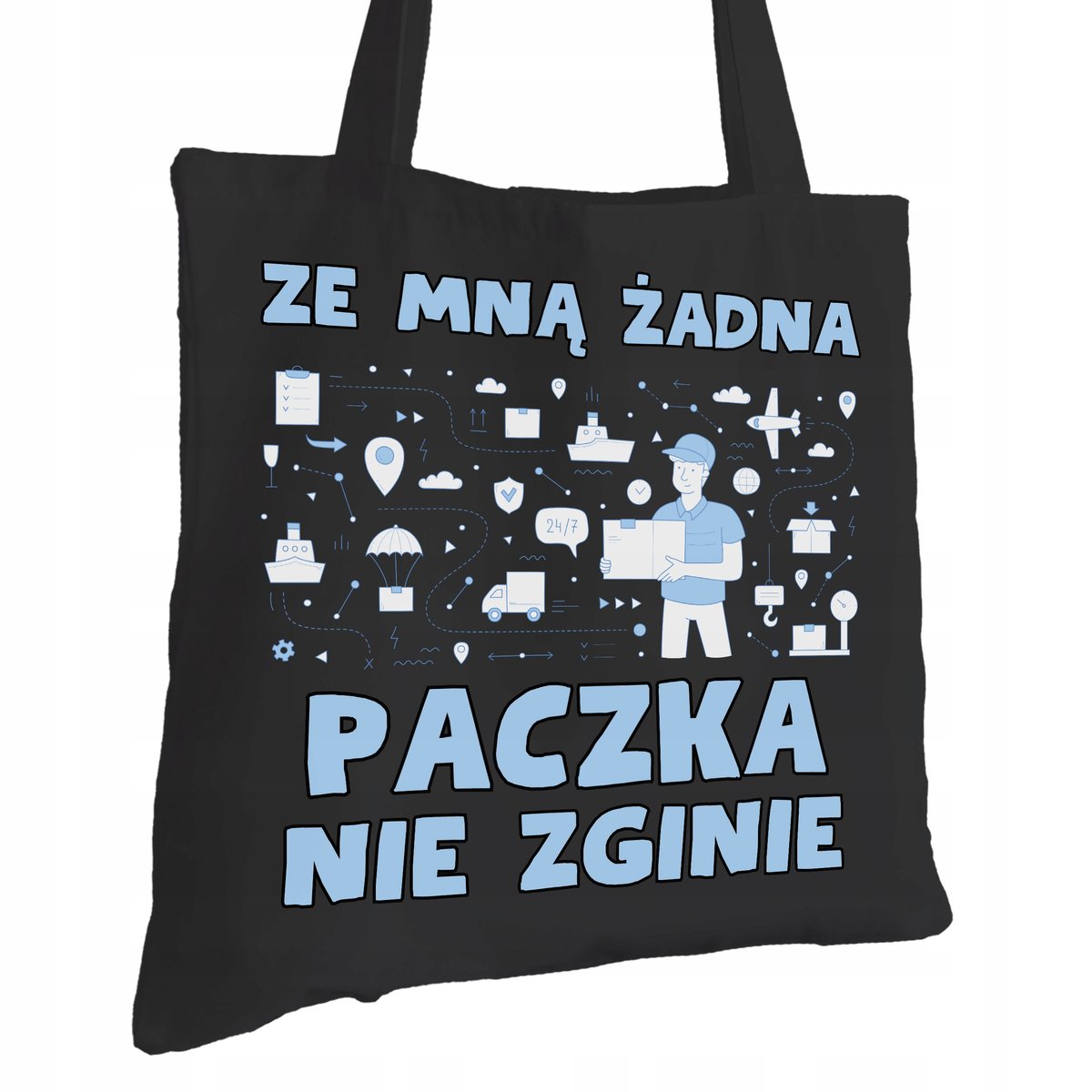 Torba Bawełniana dla Kuriera Czarna Na Prezent ekologiczna Trwały Nadruk