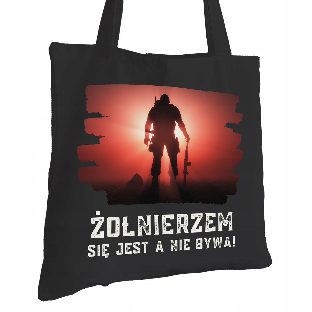 Torba Bawełniana dla Żołnierza Czarna Na Prezent ekologiczna Trwały Nadruk