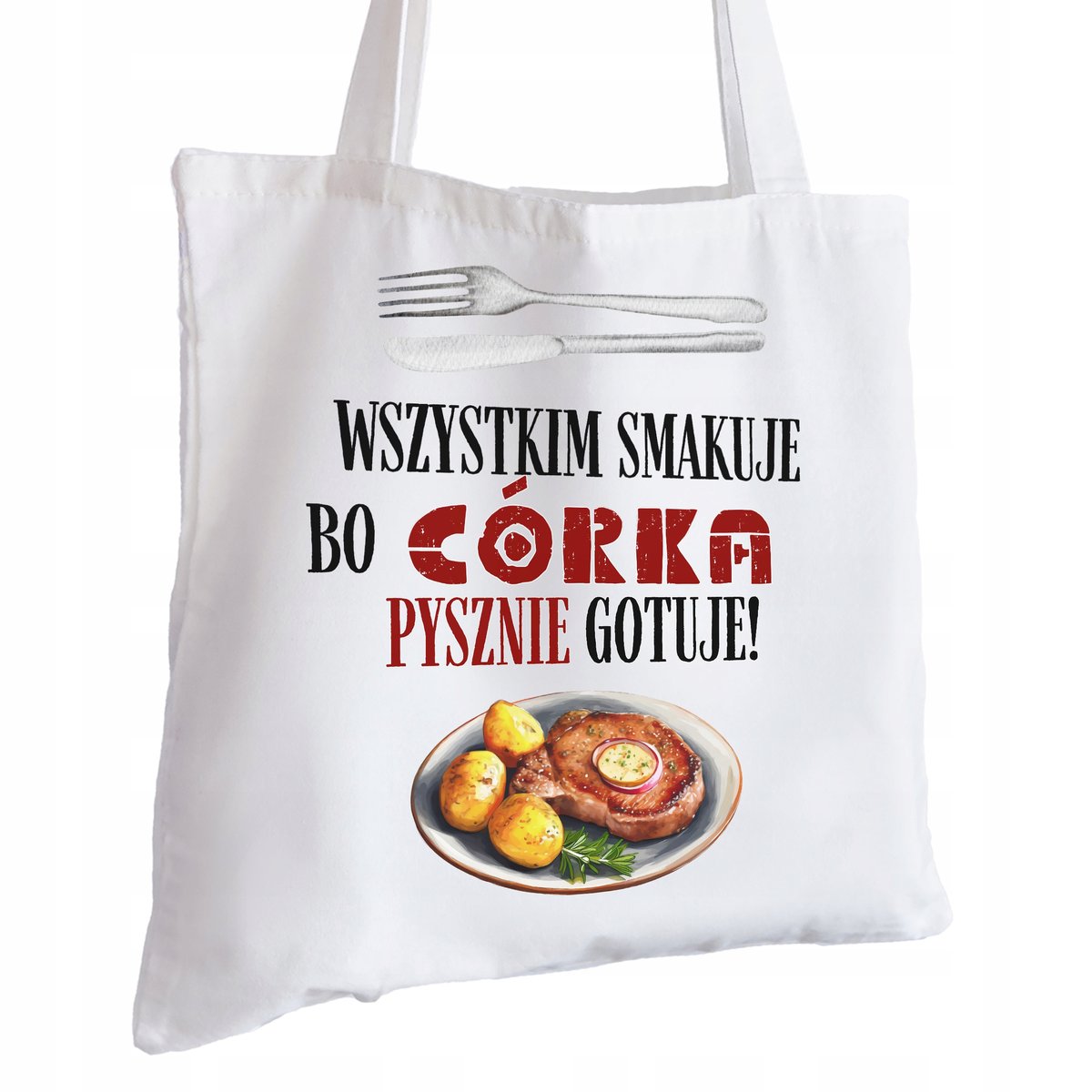 Torba Bawełniana biała dla Córki Na Prezent ekologiczna Trwały Nadruk