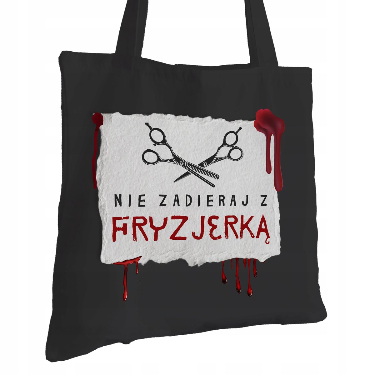 Torba Bawełniana dla Fryzjerki Czarna Prezent ekologiczna Trwały Nadruk
