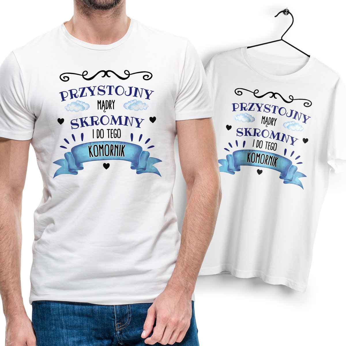 Koszulka Męska Biała dla Komornika Bawełniana T-shirt Trwały Nadruk