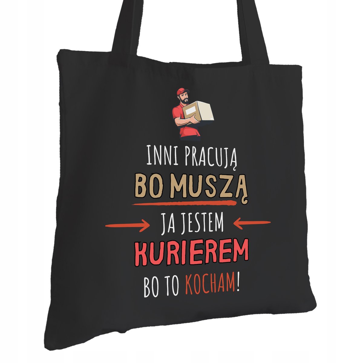 Torba Bawełniana dla Kuriera Czarna Na Prezent ekologiczna Trwały Nadruk