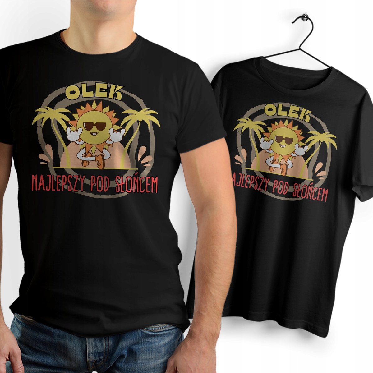 Koszulka Męska Czarna Dla Olka T-Shirt Podkoszulek z Nadrukiem Na Prezent