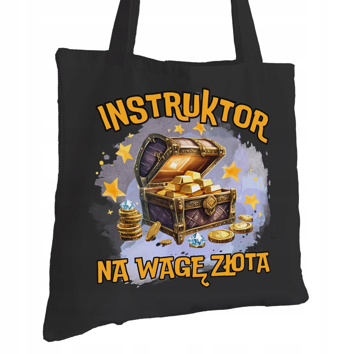 Torba Bawełniana dla Instruktora Czarna Prezent Ekologiczna Trwały Nadruk