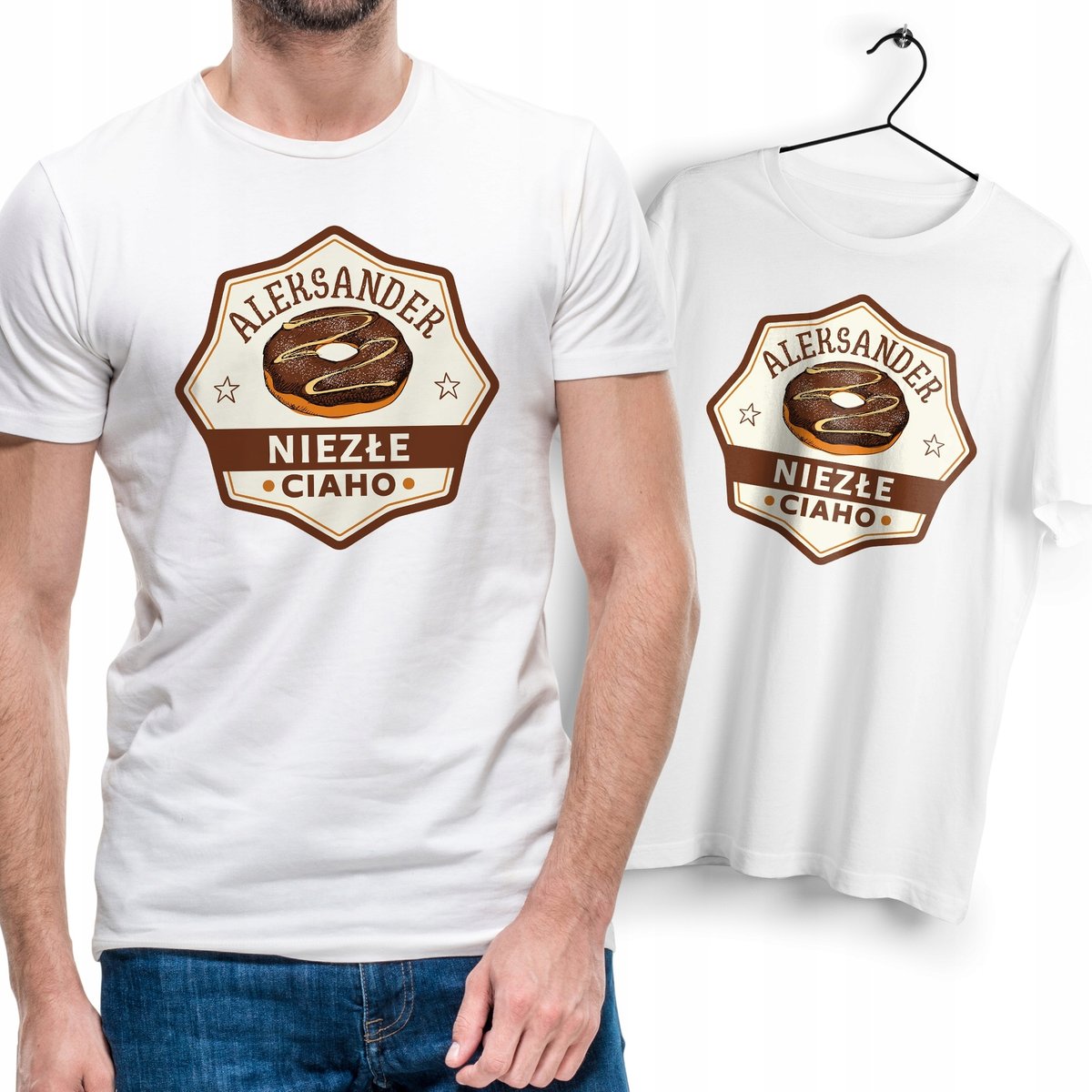 Koszulka Męska Biała Dla Aleksandra T-Shirt Podkoszulek Nadruk Na Prezent
