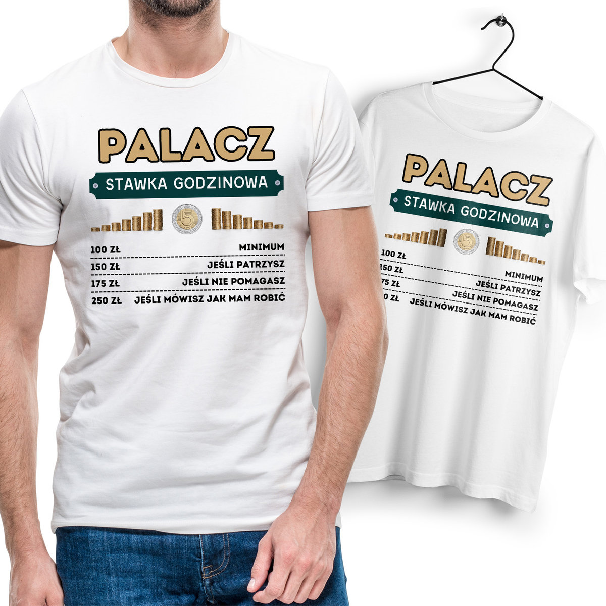 Koszulka Męska Biała dla Palacza Bawełniana T-shirt Trwały Nadruk