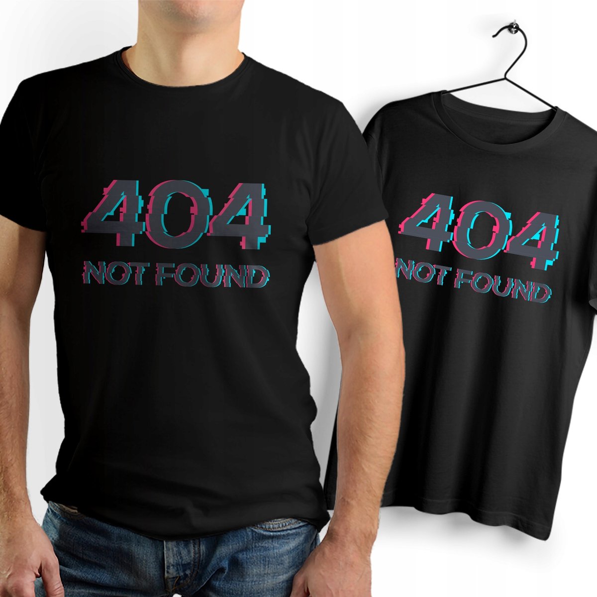 Koszulka Męska Czarna dla Programisty Bawełniana T-shirt Trwały Nadruk