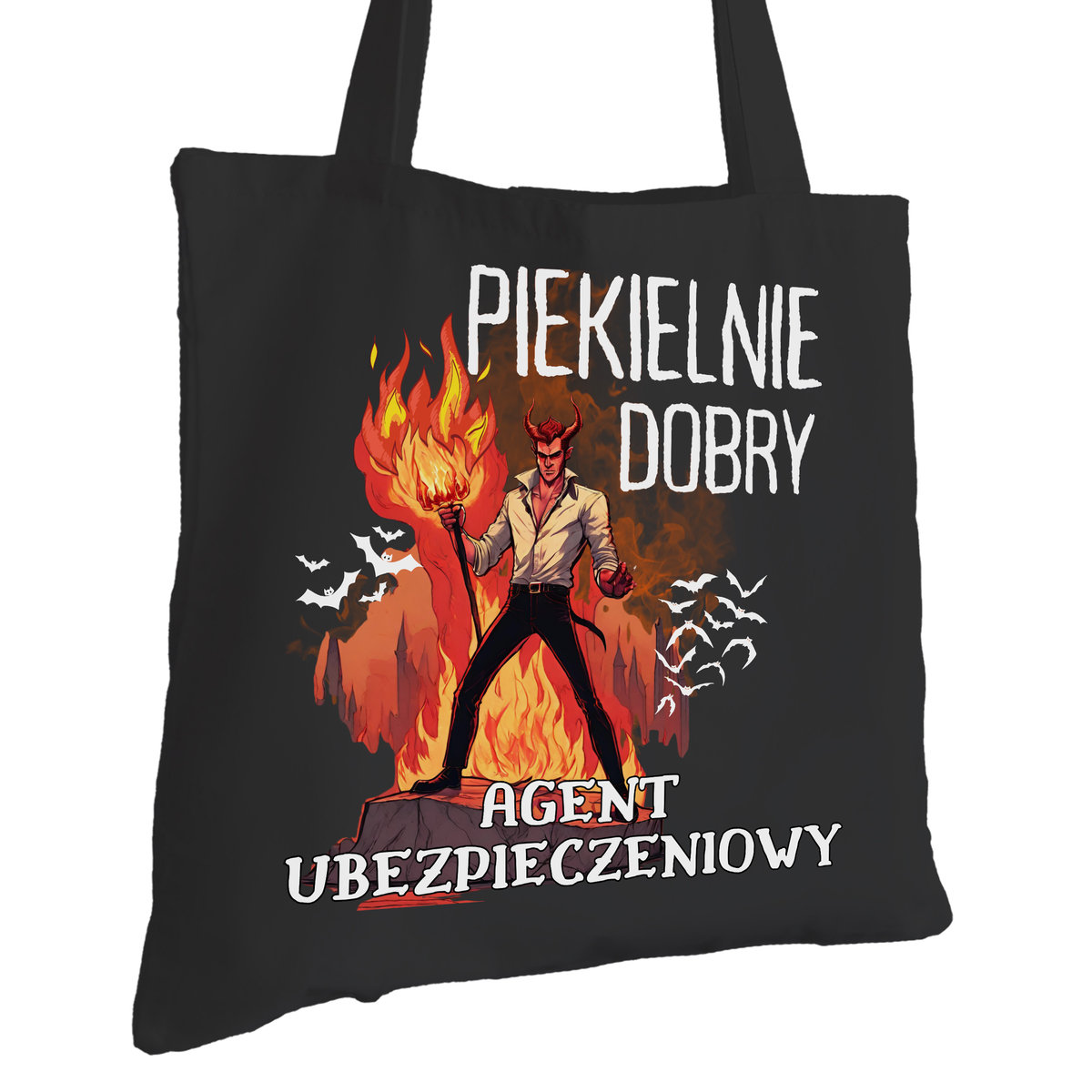 Torba Bawełniana dla Agenta Ubezpieczeniowego Czarna Prezent Trwały Nadruk