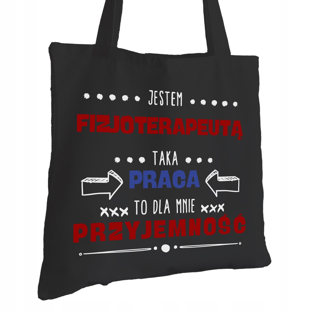 Torba Bawełniana dla Fizjoterapeuty Czarna Na Prezent Trwały Nadruk