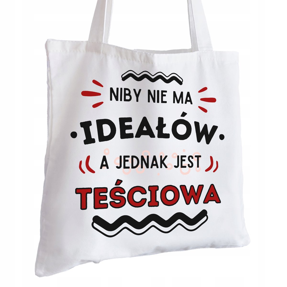 Torba Bawełniana biała dla Teściowej Na Prezent ekologiczna Trwały Nadruk