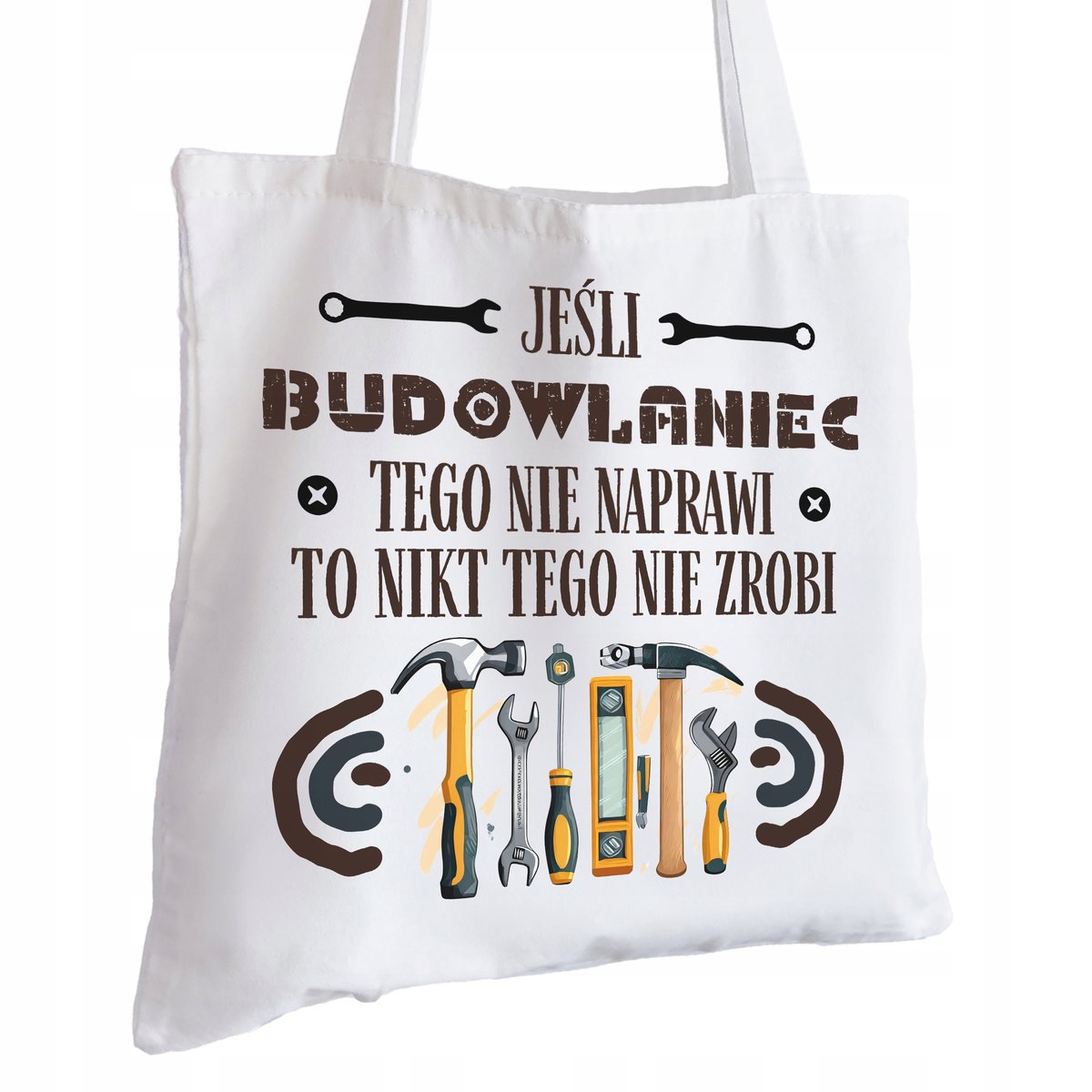 Torba Bawełniana biała dla Budowlańca Na Prezent ekologiczna Trwały Nadruk