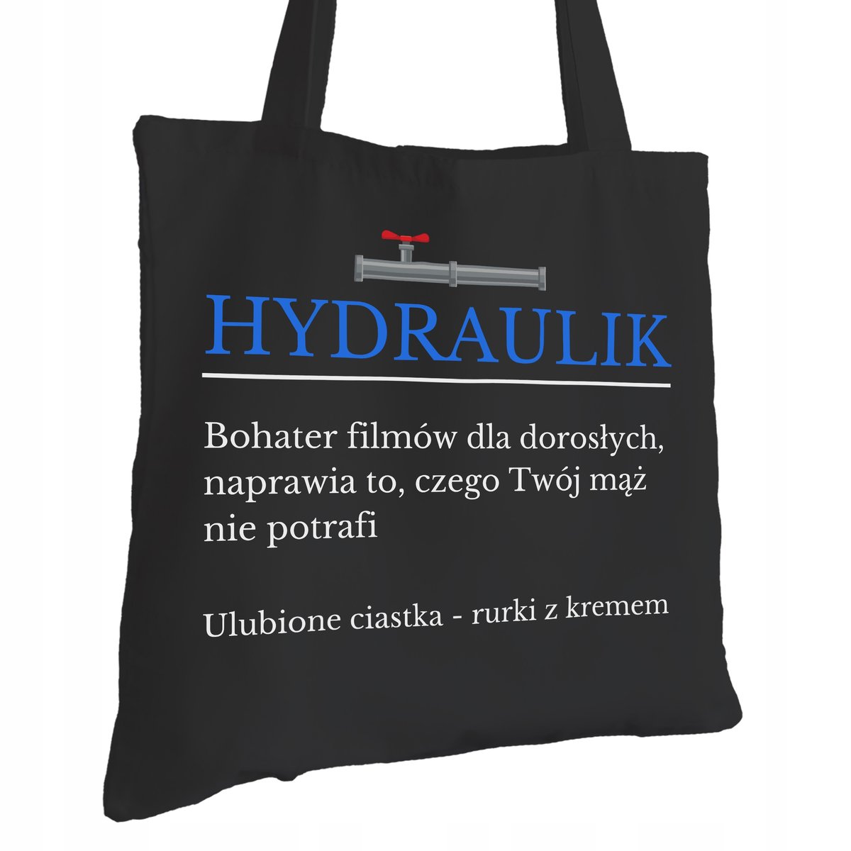 Torba Bawełniana dla Hydraulika Czarna Na Prezent ekologiczna Trwały Nadruk