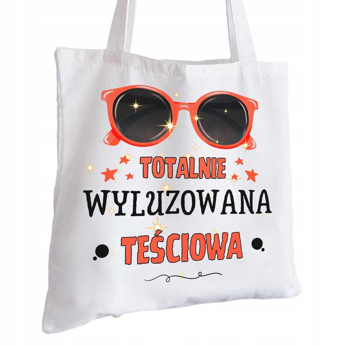 Torba Bawełniana biała dla Teściowej Na Prezent ekologiczna Trwały Nadruk