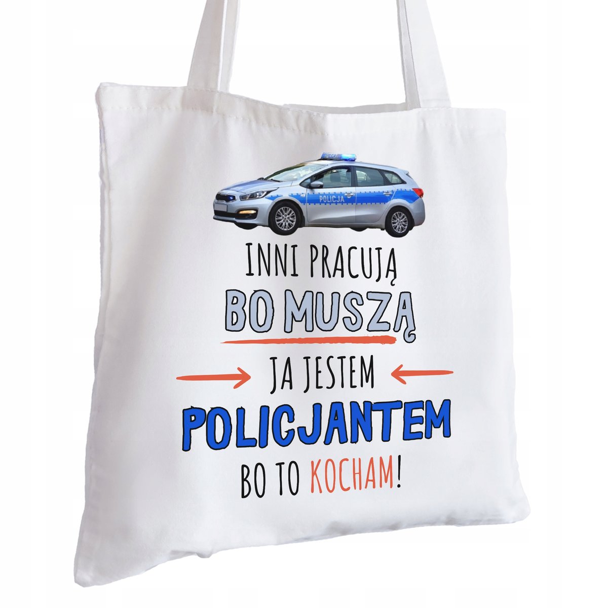 Torba Bawełniana biała dla Policjanta Na Prezent ekologiczna Trwały Nadruk